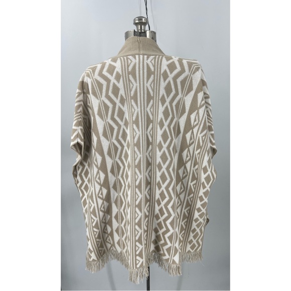 Old Navy open front Aztec print 100% cotton fringe hemline kimono cardigan M/L - Picture 3 of 8